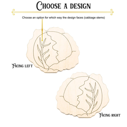 Cabbage Detailed Wood Cutout - Laser Cut Unfinished Craft Shape - Multiple Sizes
