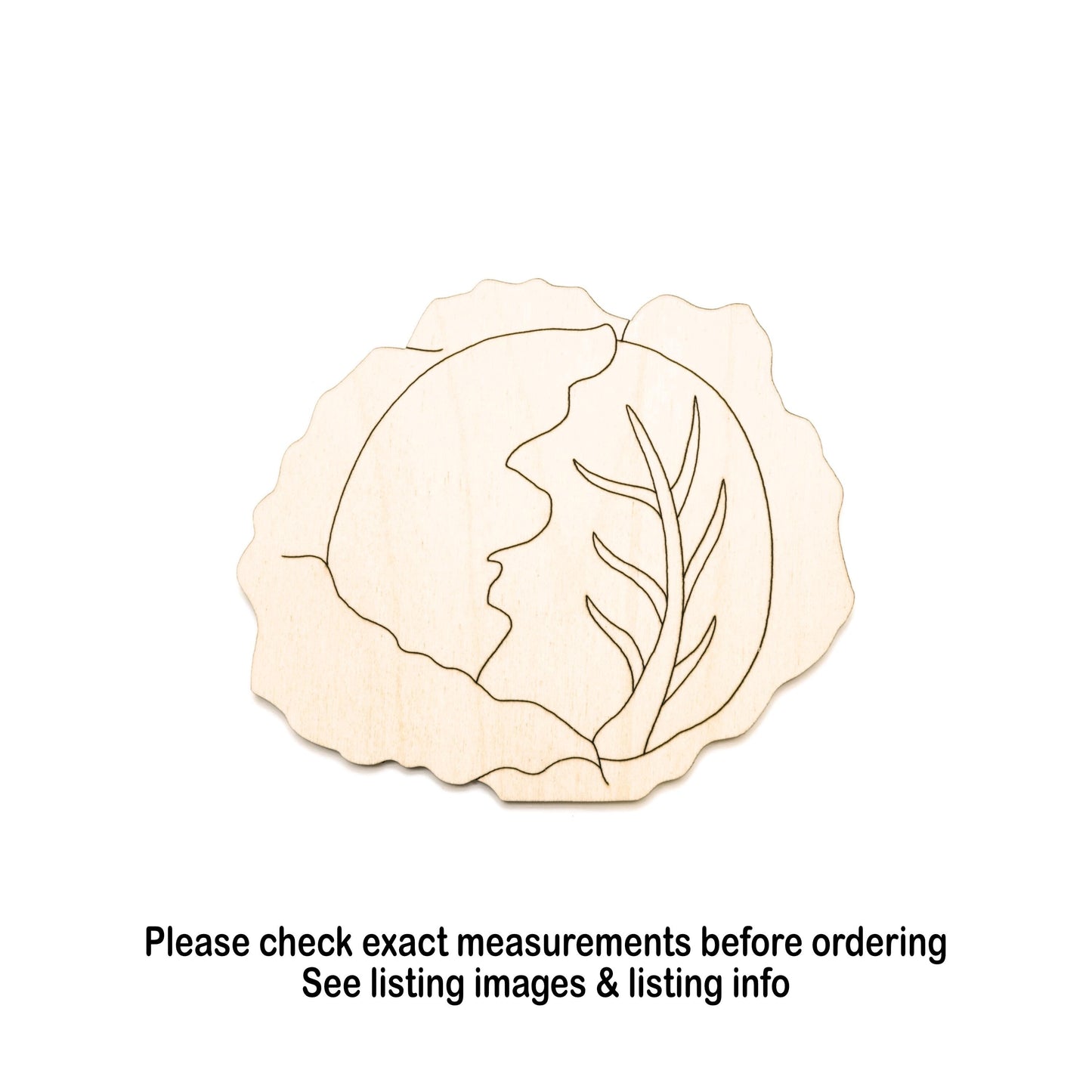 Cabbage Detailed Wood Cutout - Laser Cut Unfinished Craft Shape - Multiple Sizes