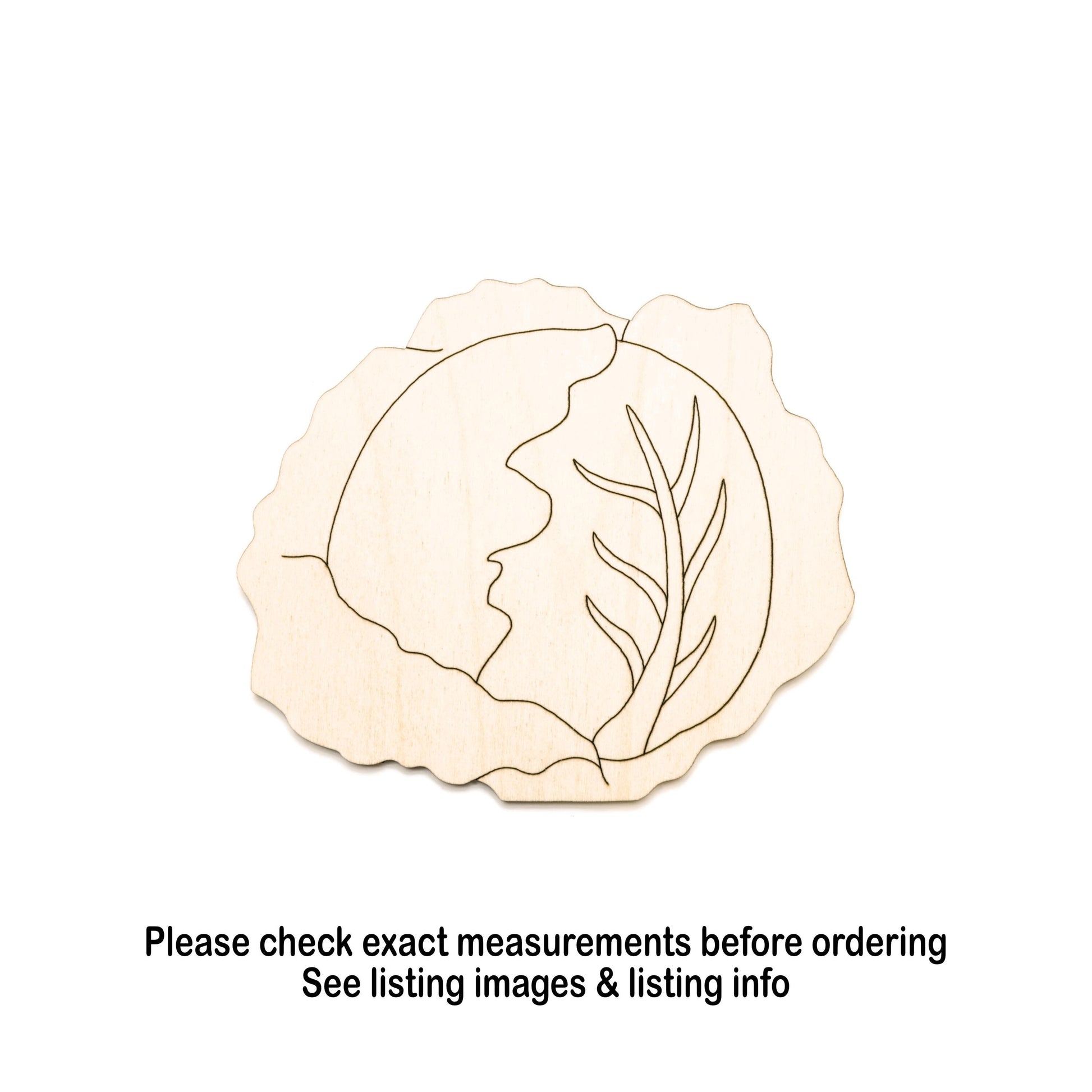 Cabbage Detailed Wood Cutout - Laser Cut Unfinished Craft Shape - Multiple Sizes