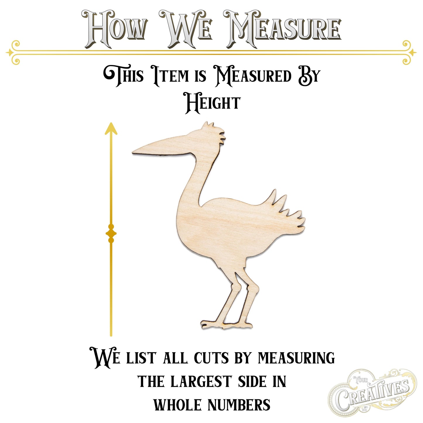 Stork Standing Blank Wood Cutout - Laser Cut Unfinished Craft Shape - Multiple Sizes