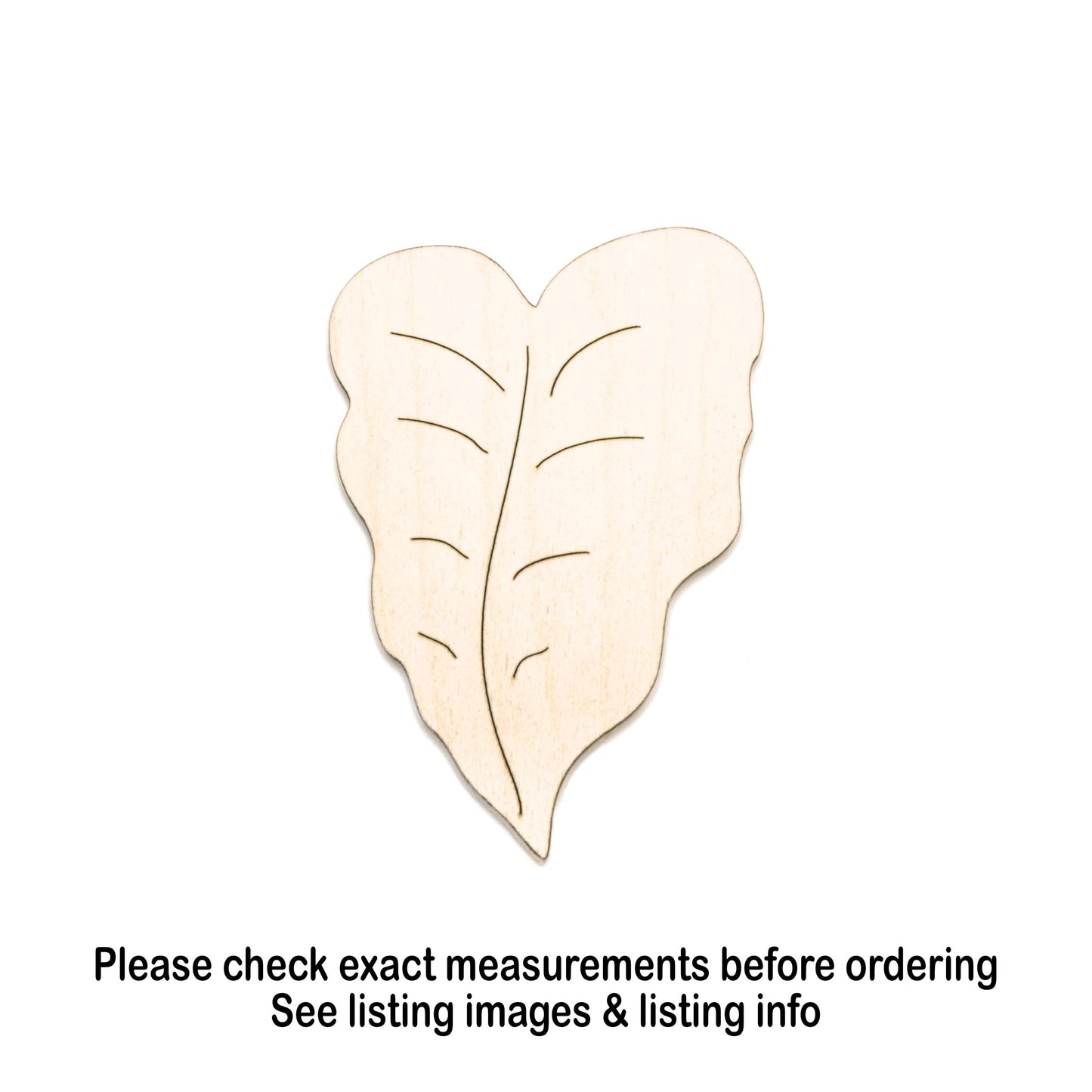 Elephant Ear Leaf Wood Cutout - Laser Cut Unfinished Craft Shape - Multiple Sizes
