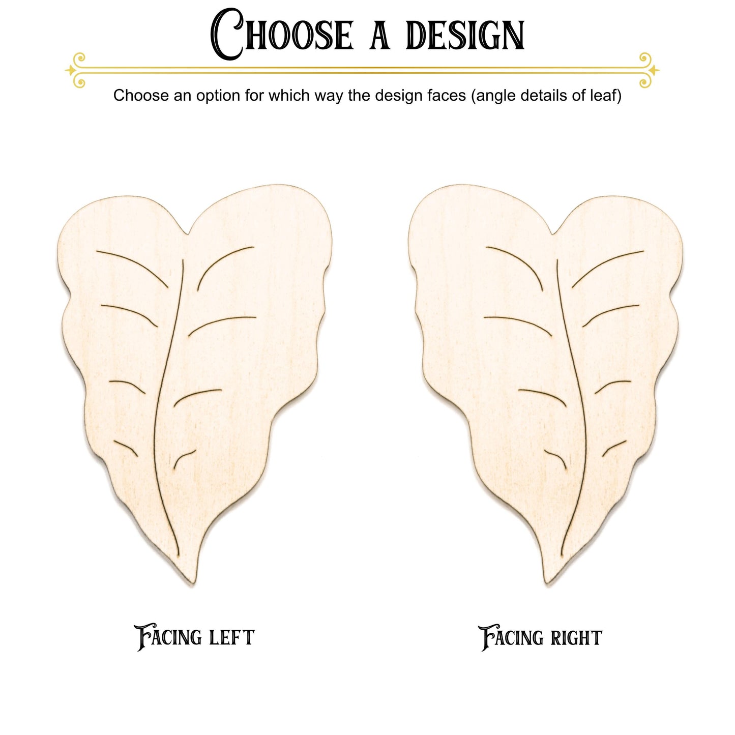 Elephant Ear Leaf Wood Cutout - Laser Cut Unfinished Craft Shape - Multiple Sizes