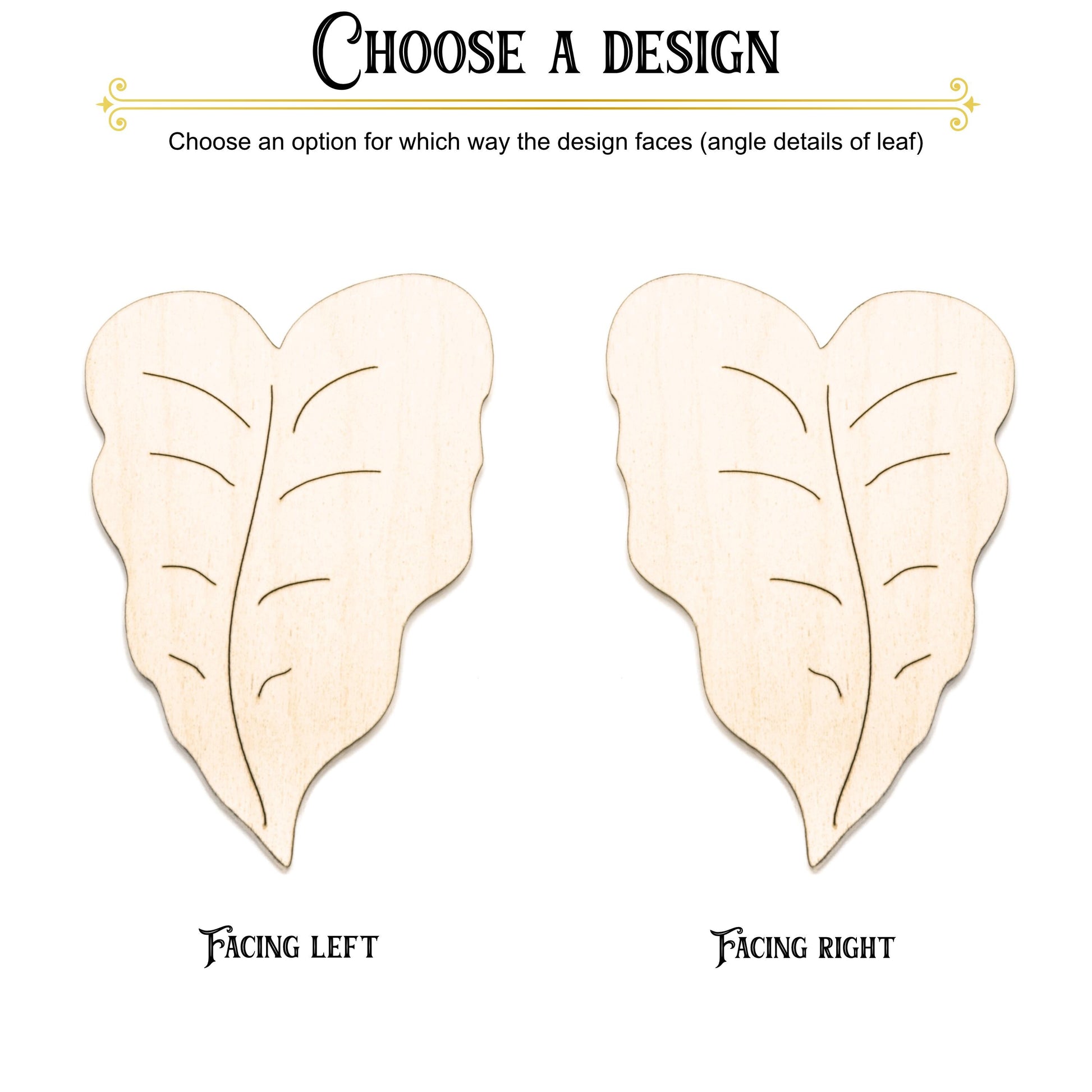 Elephant Ear Leaf Wood Cutout - Laser Cut Unfinished Craft Shape - Multiple Sizes
