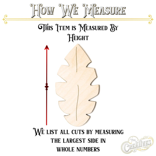 Tropical Leaf Fat Wood Cutout - Laser Cut Unfinished Craft Shape - Multiple Sizes