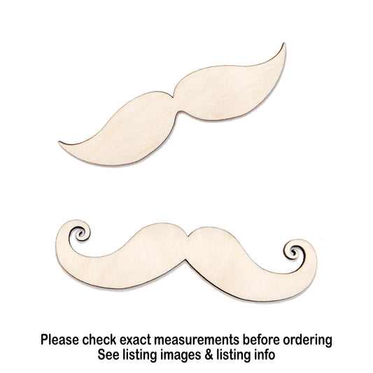 Vintage Mustache Blank Wood Cutout - Laser Cut Unfinished Craft Shape - Multiple Sizes