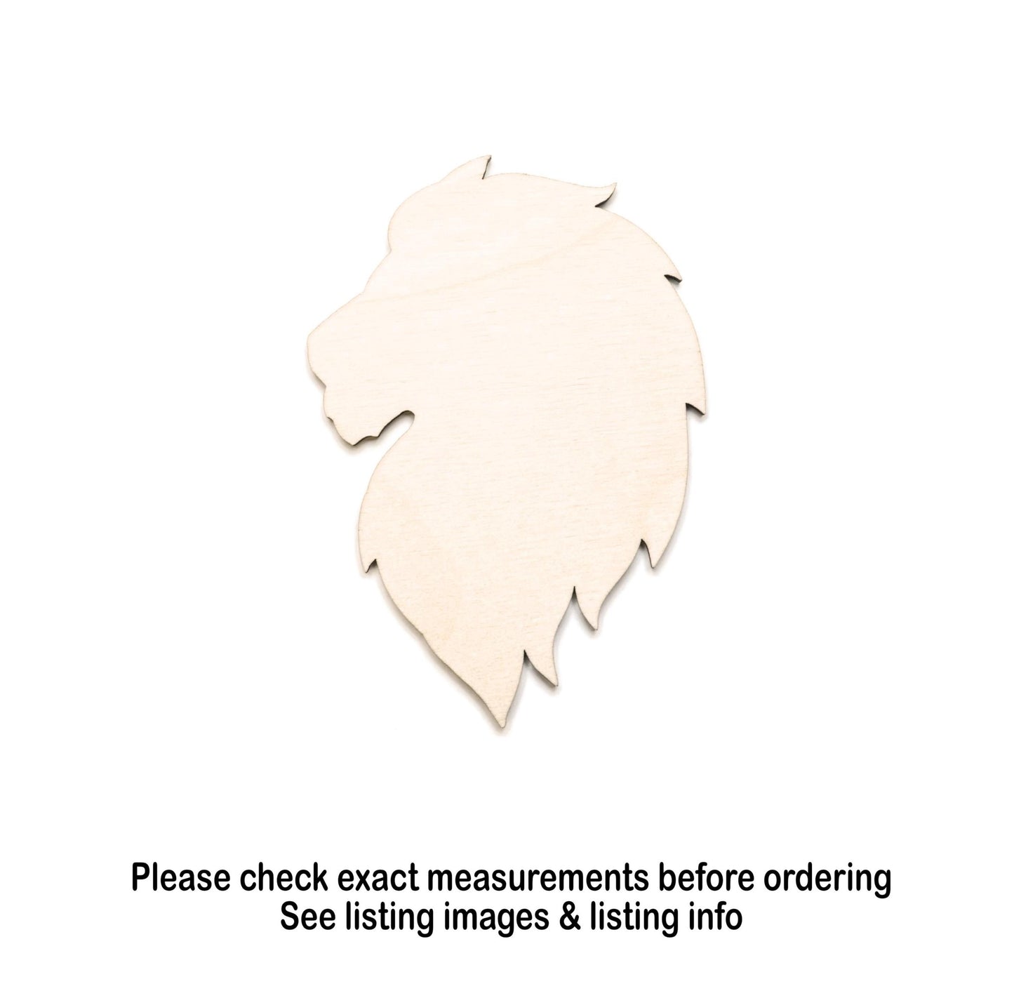 Lion Head Profile Blank Wood Cutout - Laser Cut Unfinished Craft Shape - Multiple Sizes