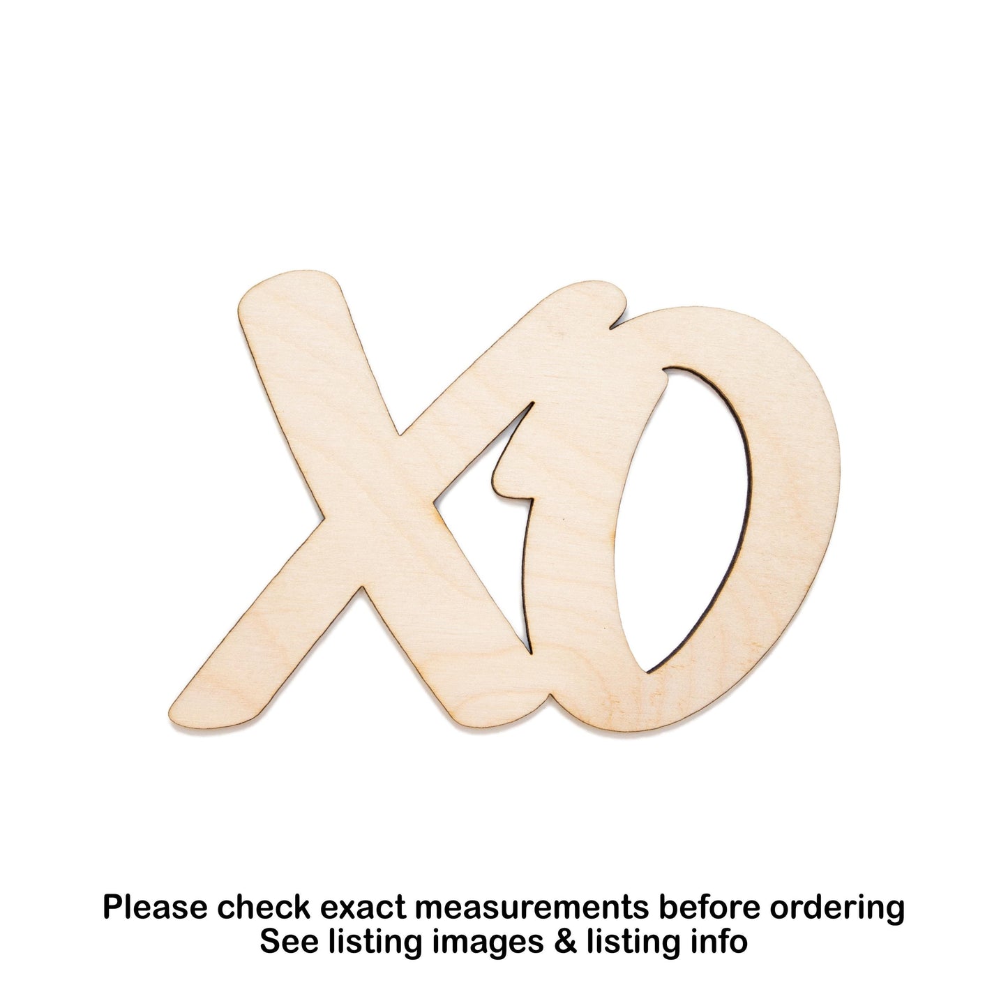 XO Script Word Wood Cutout - Laser Cut Unfinished Craft Shape - Multiple Sizes