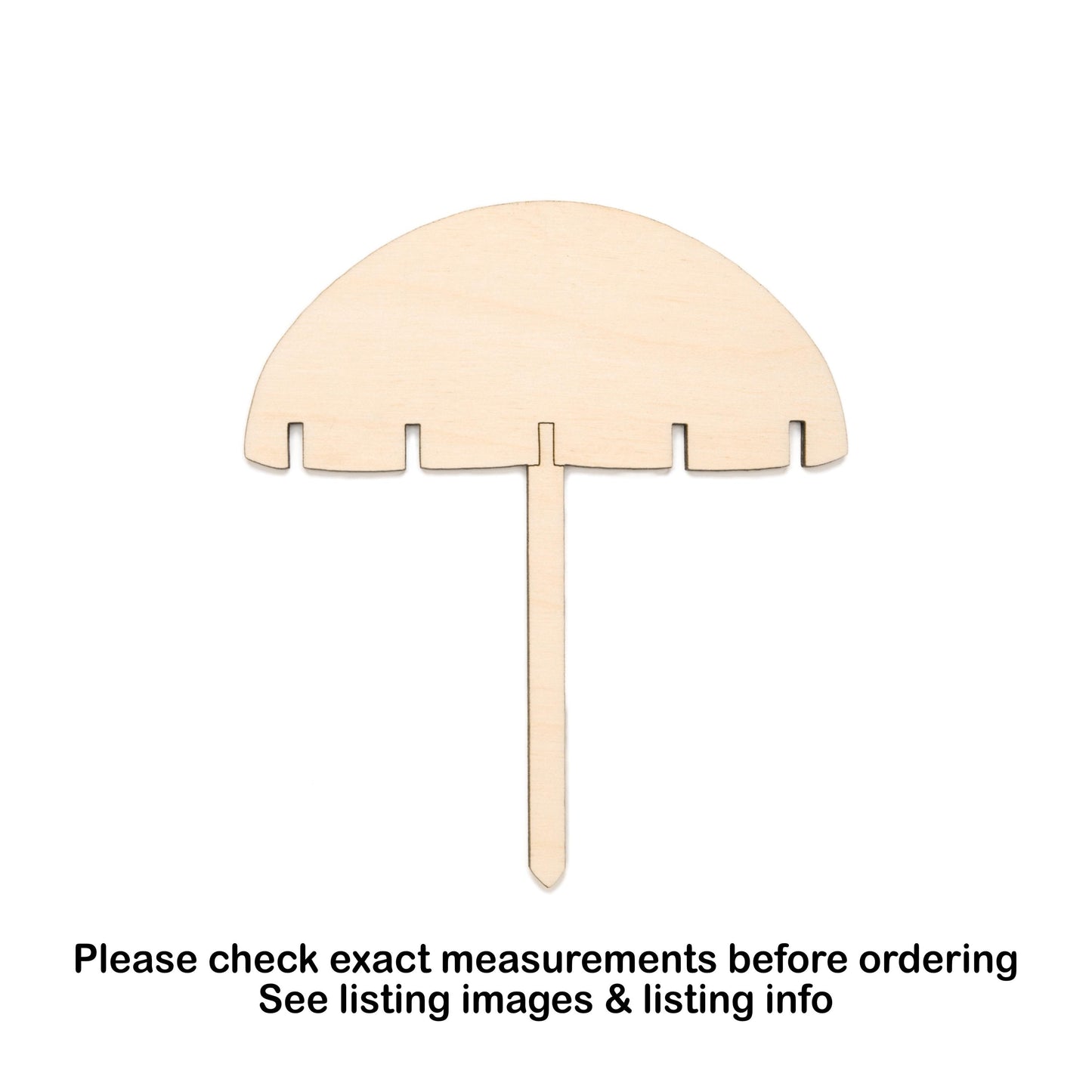 Beach Umbrella Blank Wood Cutout - Laser Cut Unfinished Craft Shape - Multiple Sizes