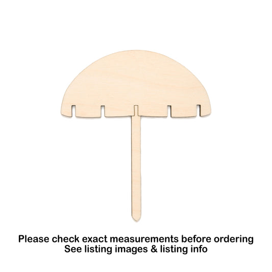 Beach Umbrella Blank Wood Cutout - Laser Cut Unfinished Craft Shape - Multiple Sizes