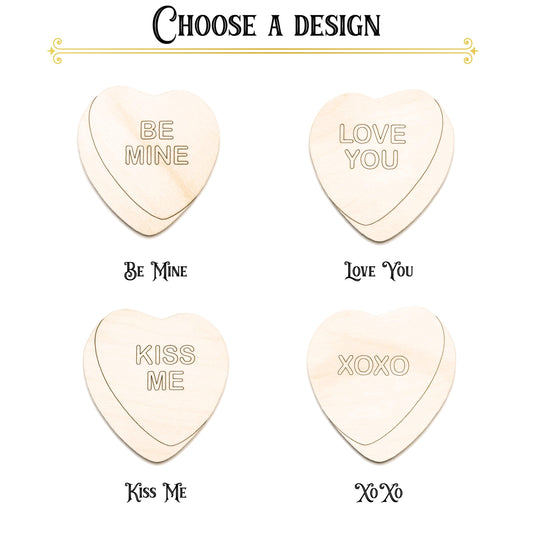 Conversation Hearts Wood Cutout - Laser Cut Unfinished Craft Shape - Multiple Sizes