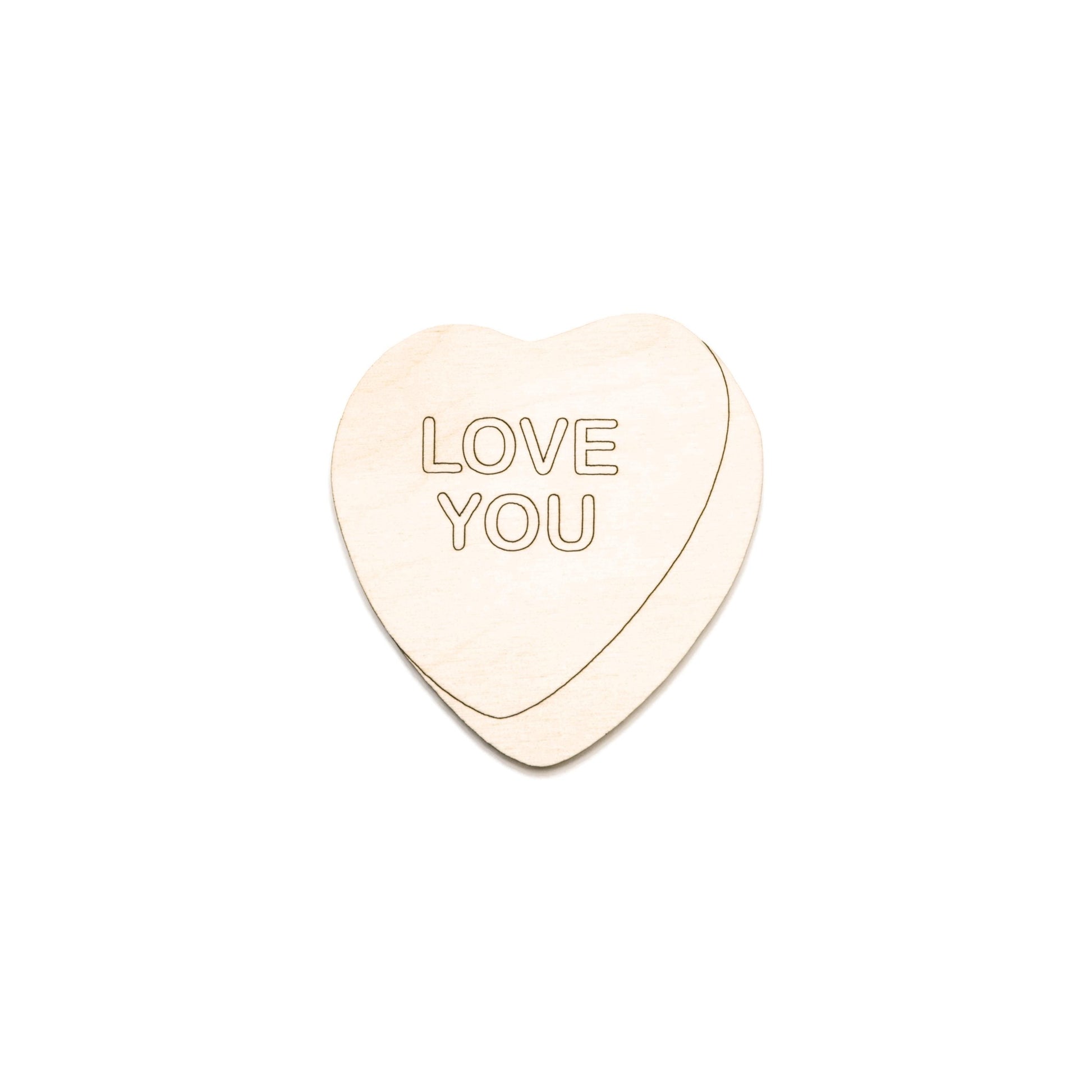 Conversation Hearts Wood Cutout - Laser Cut Unfinished Craft Shape - Multiple Sizes