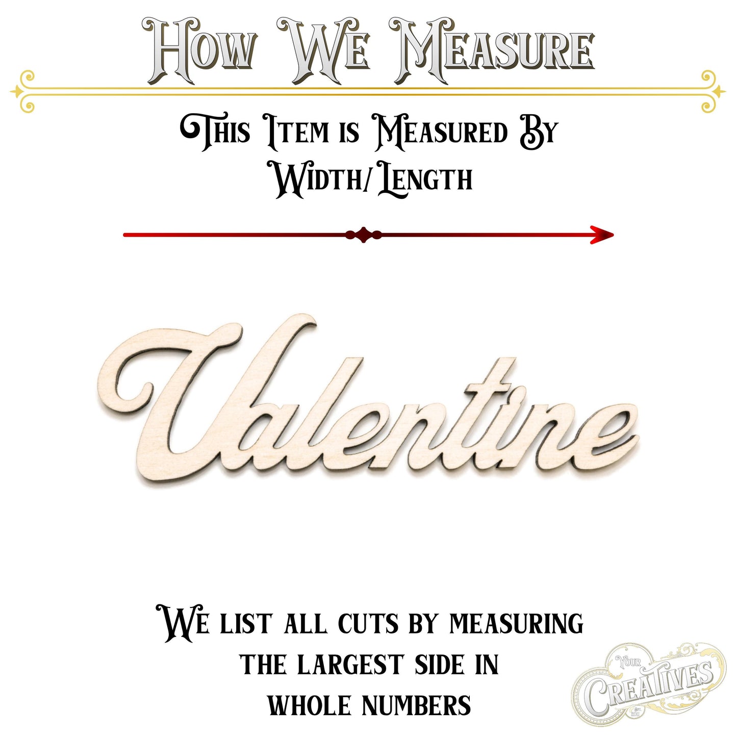 Valentine Word Wood Cutout - Laser Cut Unfinished Craft Shape - Multiple Sizes