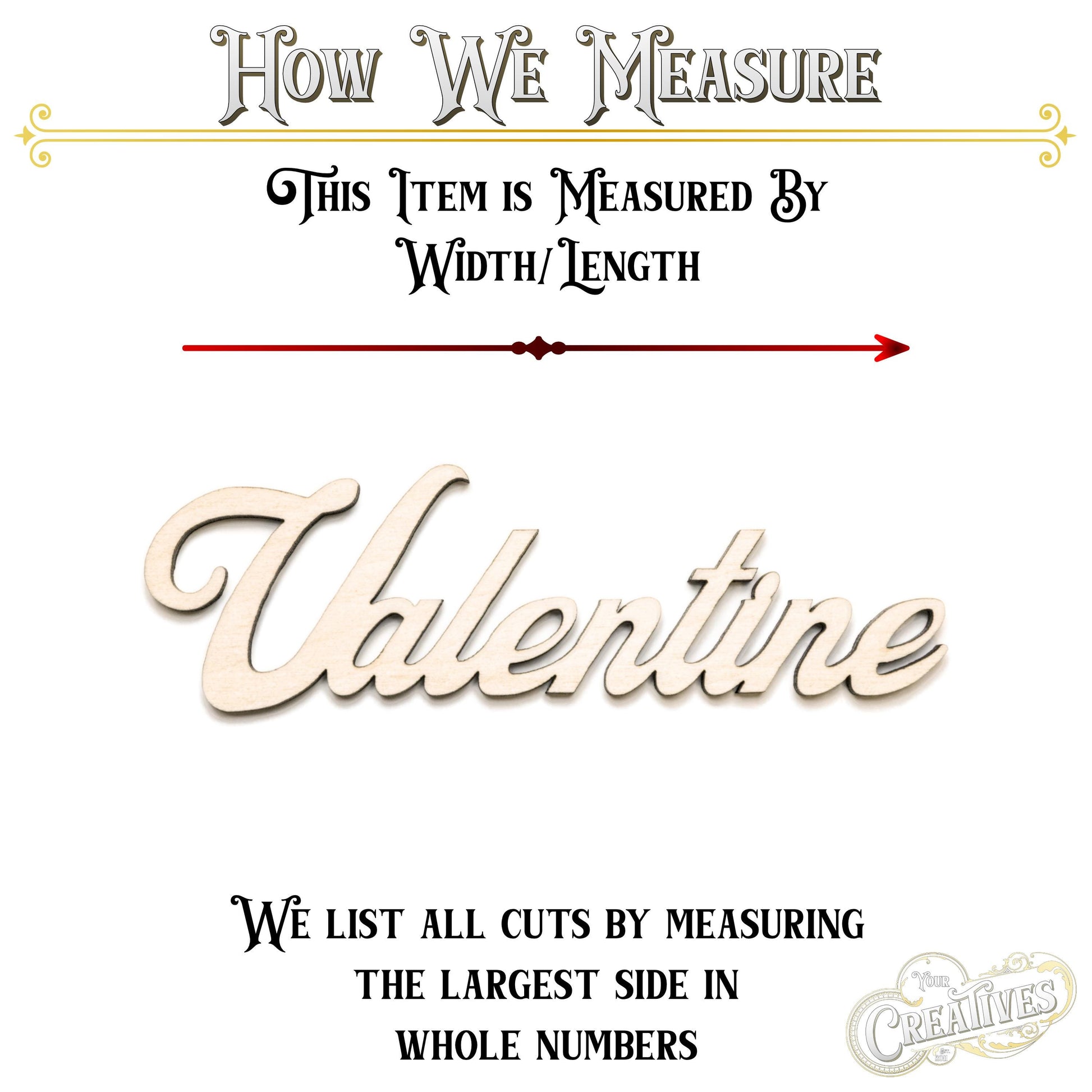 Valentine Word Wood Cutout - Laser Cut Unfinished Craft Shape - Multiple Sizes