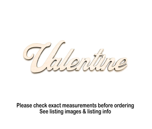 Valentine Word Wood Cutout - Laser Cut Unfinished Craft Shape - Multiple Sizes