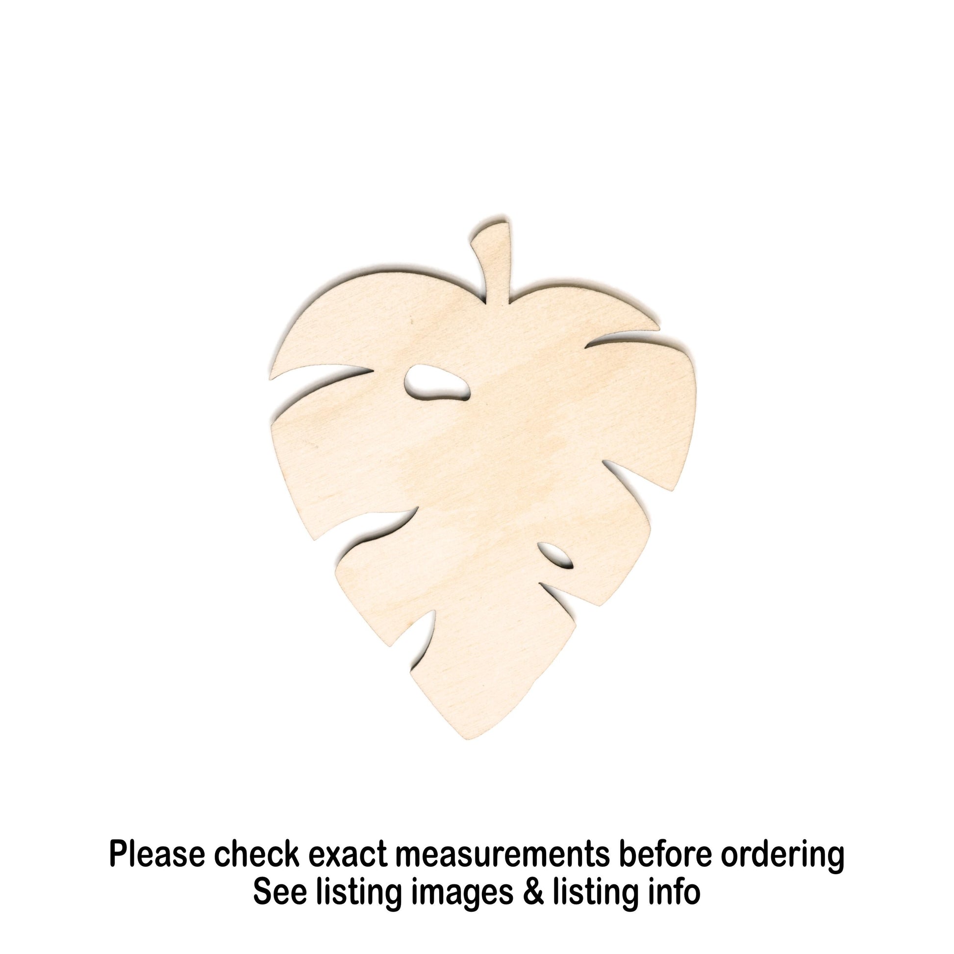 Tropical Leaf Detailed Wood Cutout - Laser Cut Unfinished Craft Shape - Multiple Sizes
