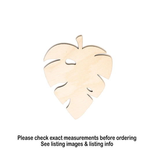 Tropical Leaf Detailed Wood Cutout - Laser Cut Unfinished Craft Shape - Multiple Sizes