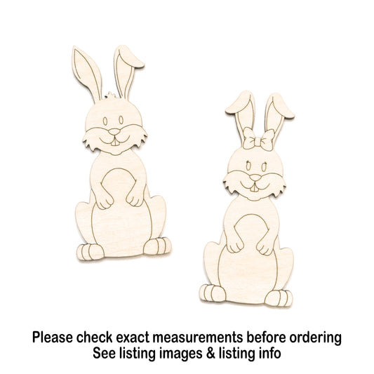Full Body Bunny Wood Cutout - Laser Cut Unfinished Craft Shape - Multiple Sizes