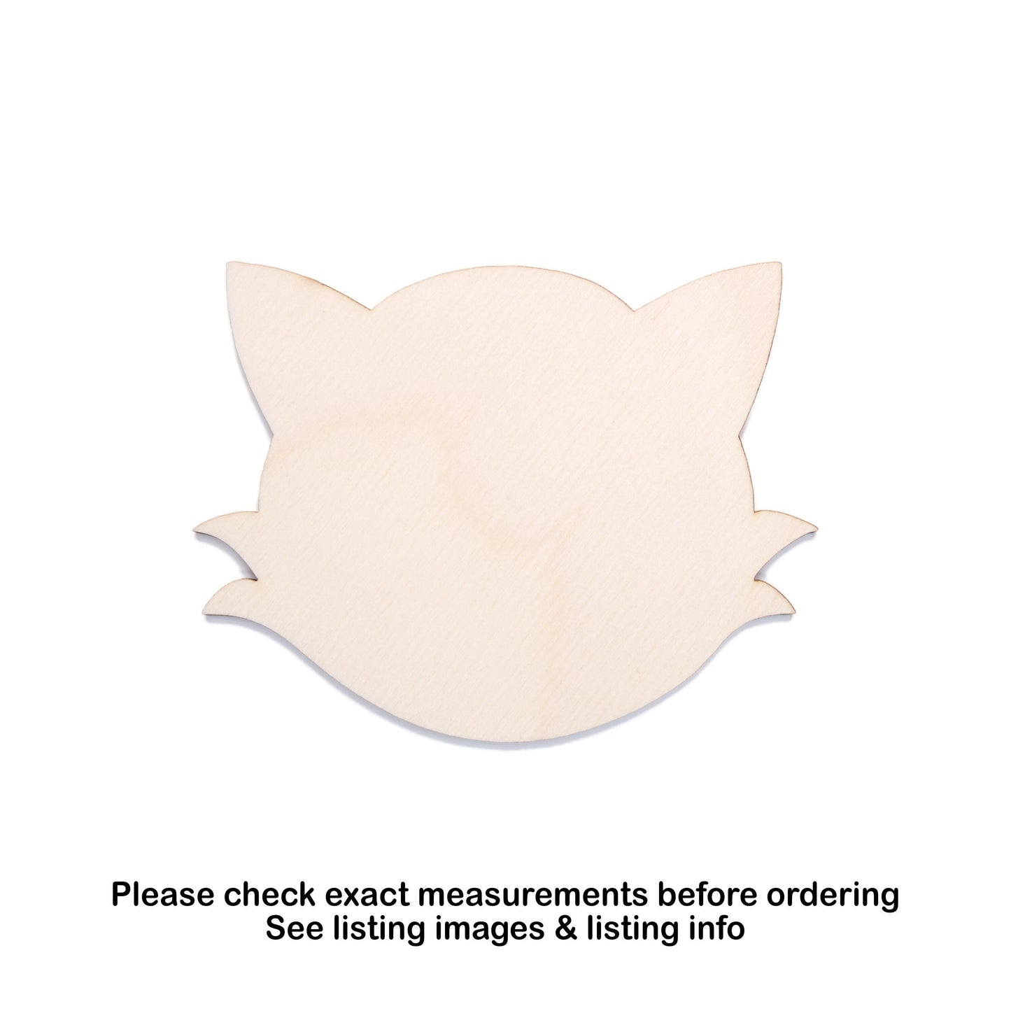 Cat Head Blank Wood Cutout - Laser Cut Unfinished Craft Shape - Multiple Sizes