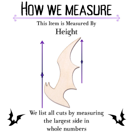 Bat Side View Blank Wood Cutout - Laser Cut Unfinished Craft Shape - Multiple Sizes