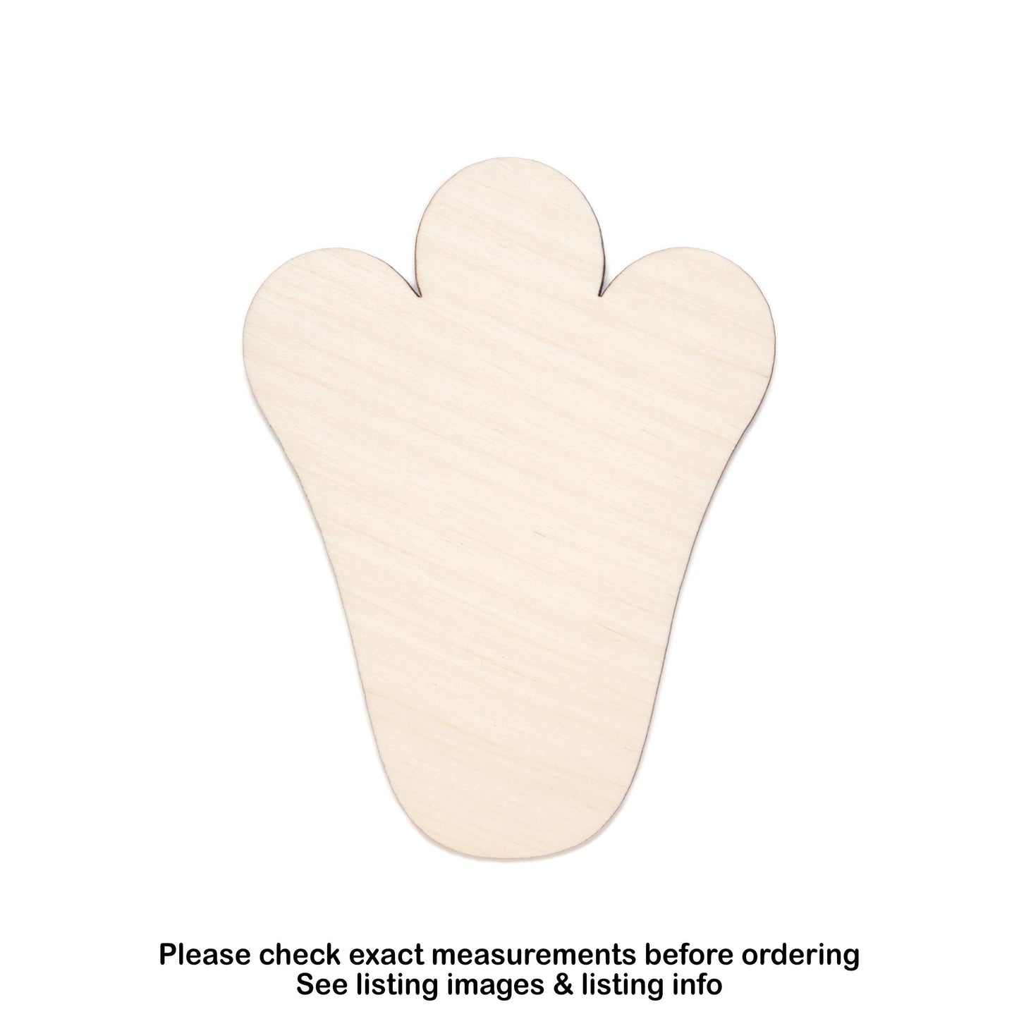 Bunny Foot Blank Wood Cutout - Laser Cut Unfinished Craft Shape - Multiple Sizes