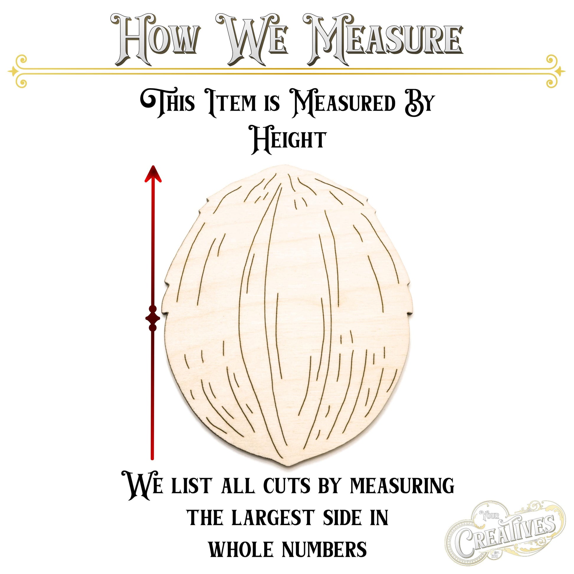 Coconut Detailed Wood Cutout - Laser Cut Unfinished Craft Shape - Multiple Sizes