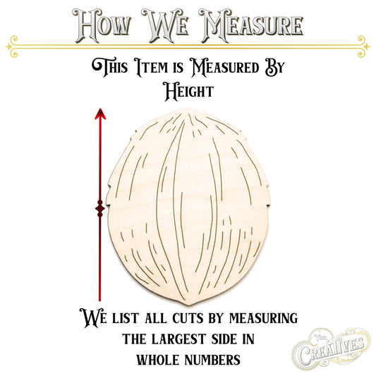 Coconut Detailed Wood Cutout - Laser Cut Unfinished Craft Shape - Multiple Sizes