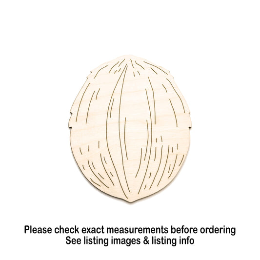 Coconut Detailed Wood Cutout - Laser Cut Unfinished Craft Shape - Multiple Sizes