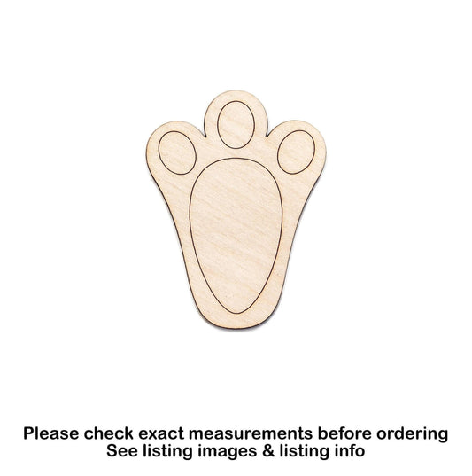 Bunny Foot Wood Cutout - Laser Cut Unfinished Craft Shape - Multiple Sizes