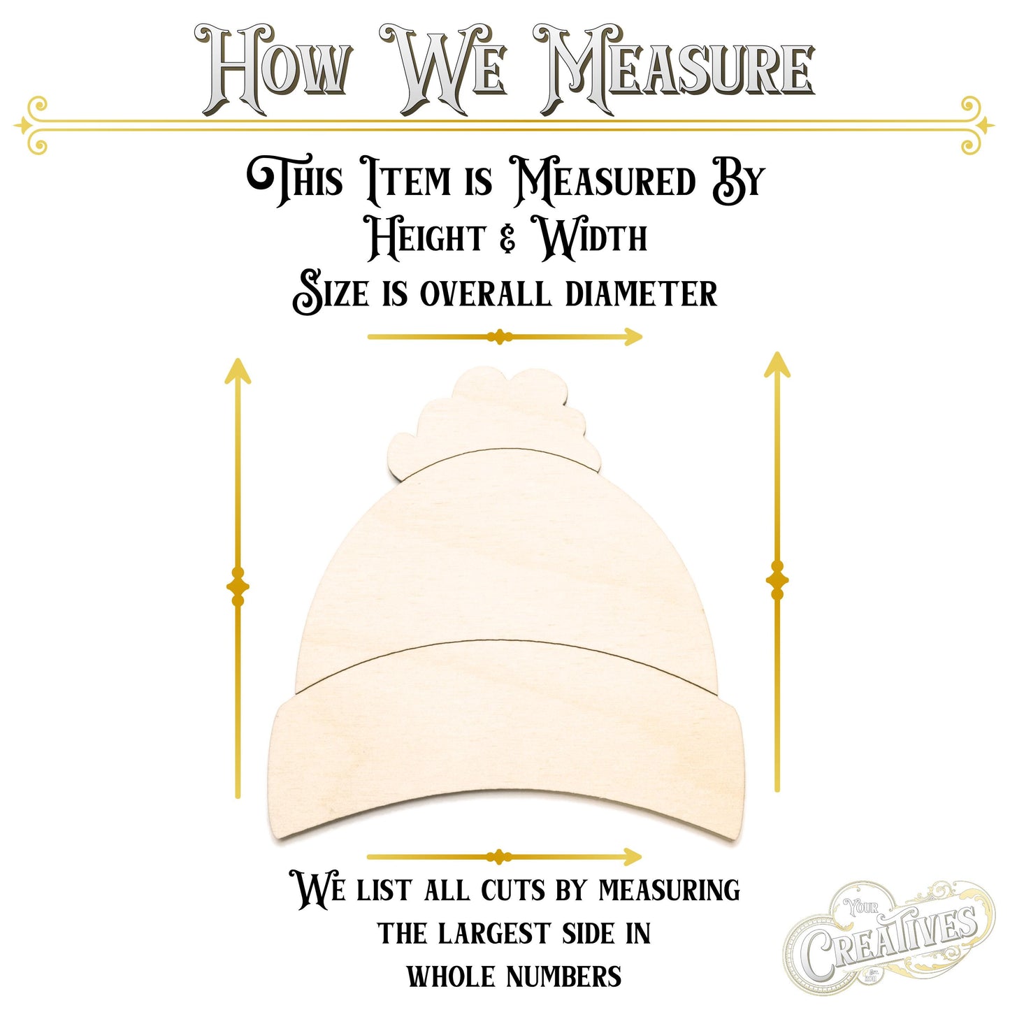 Beanie Wood Cutout - Laser Cut Unfinished Craft Shape - Multiple Sizes