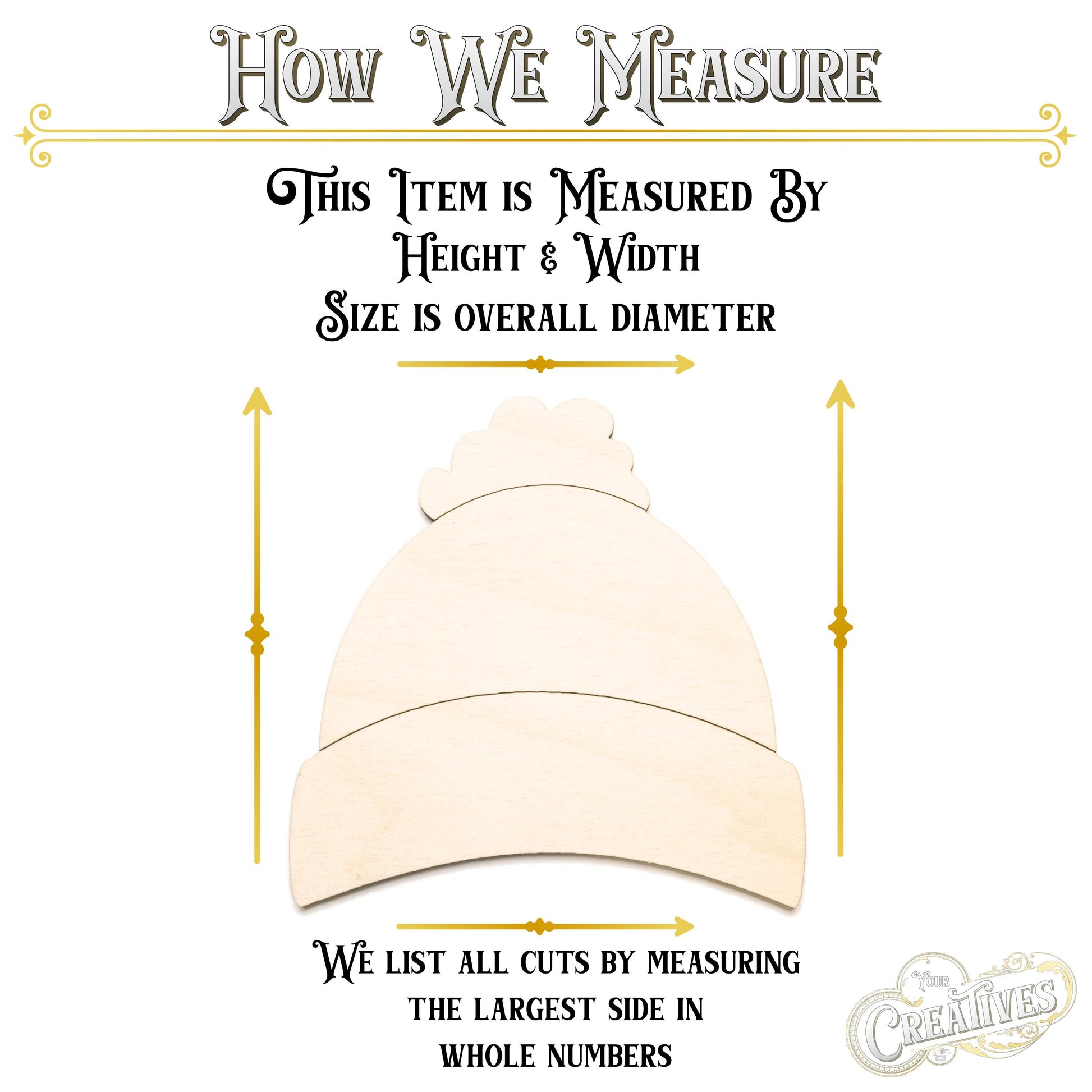 Beanie Wood Cutout - Laser Cut Unfinished Craft Shape - Multiple Sizes