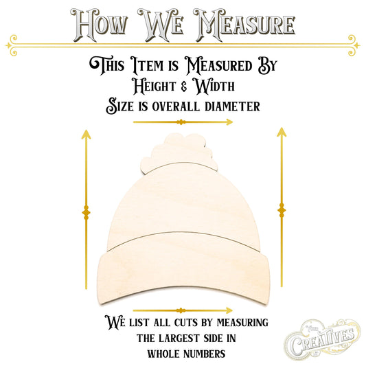 Beanie Wood Cutout - Laser Cut Unfinished Craft Shape - Multiple Sizes