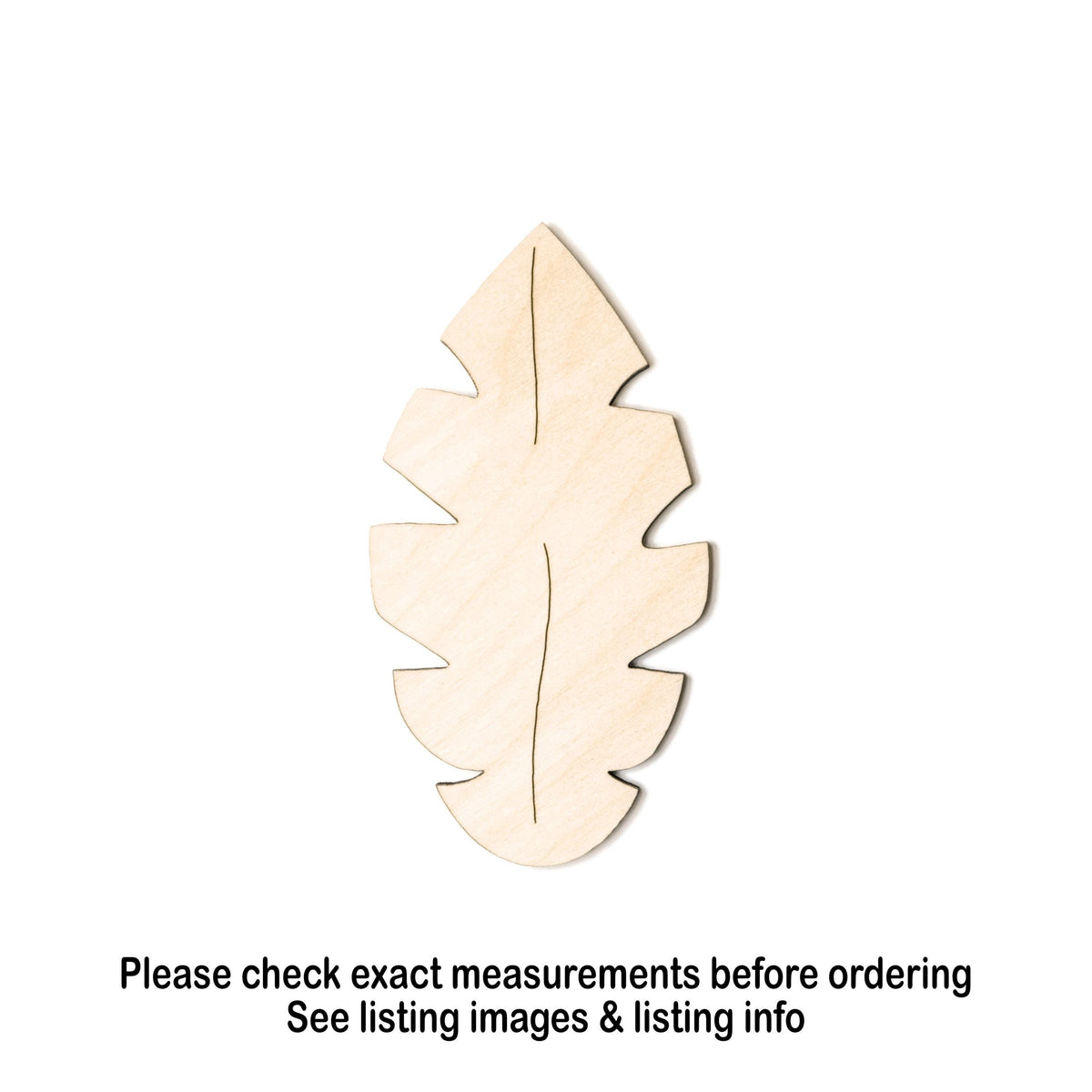 Tropical Leaf Fat Wood Cutout - Laser Cut Unfinished Craft Shape - Multiple Sizes
