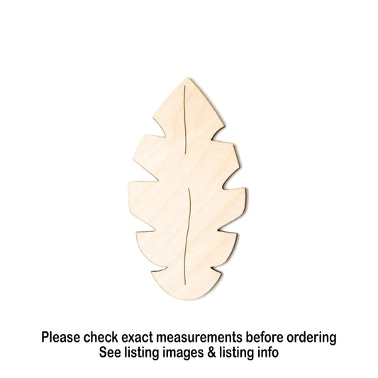 Tropical Leaf Fat Wood Cutout - Laser Cut Unfinished Craft Shape - Multiple Sizes