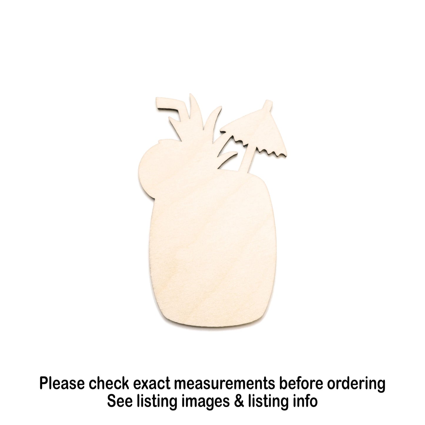 Pineapple Drink Blank Wood Cutout - Laser Cut Unfinished Craft Shape - Multiple Sizes