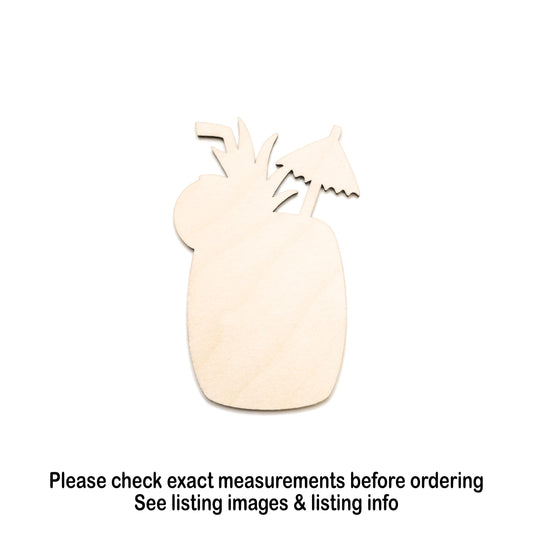 Pineapple Drink Blank Wood Cutout - Laser Cut Unfinished Craft Shape - Multiple Sizes