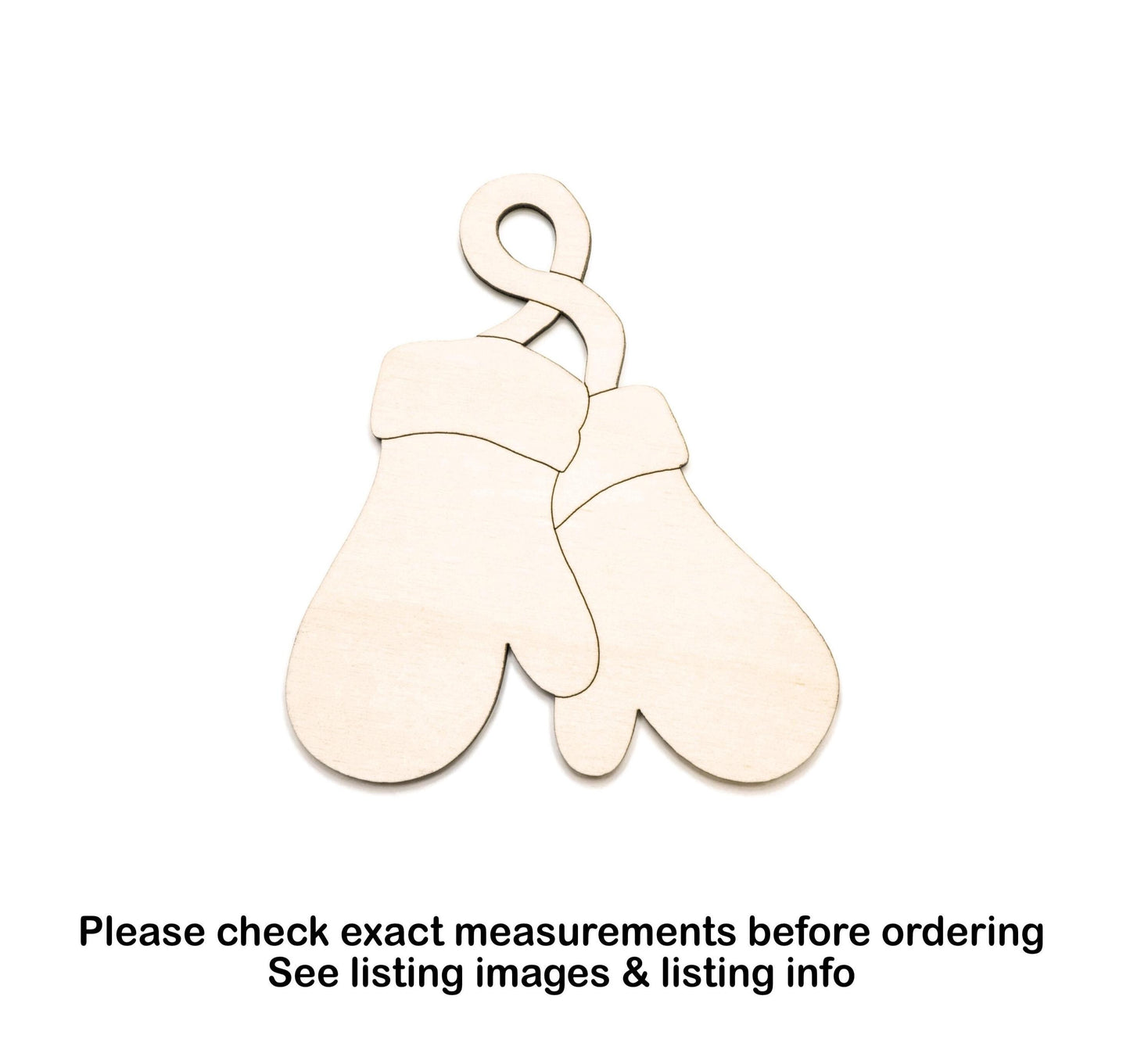 Mittens Wood Cutout - Laser Cut Unfinished Craft Shape - Multiple Sizes
