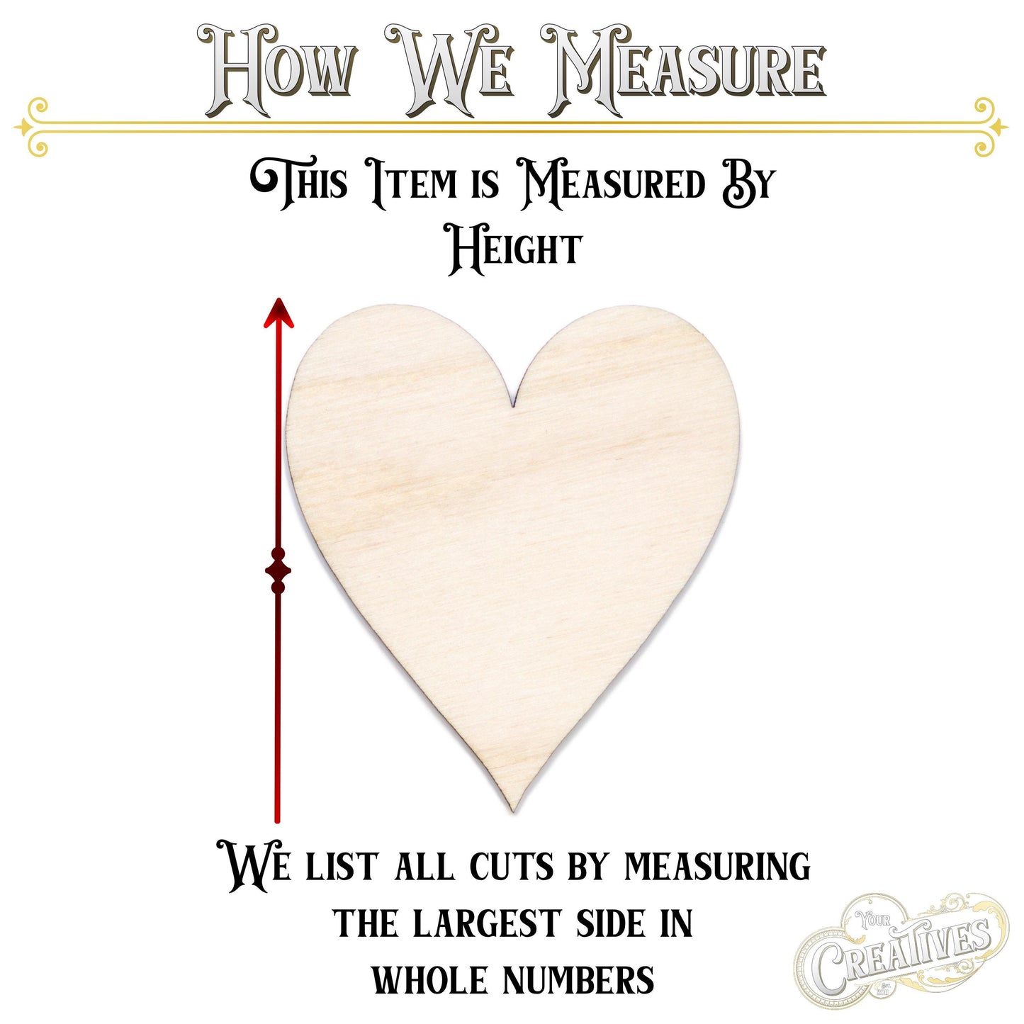 Playing Card Heart Wood Cutout - Laser Cut Unfinished Craft Shape - Multiple Sizes