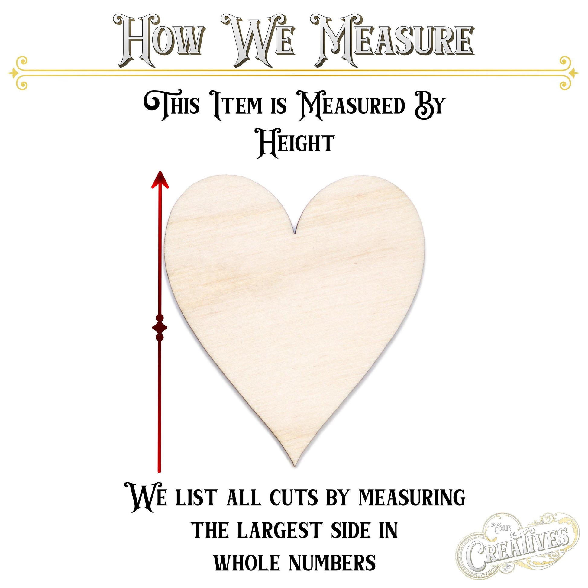 Playing Card Heart Wood Cutout - Laser Cut Unfinished Craft Shape - Multiple Sizes