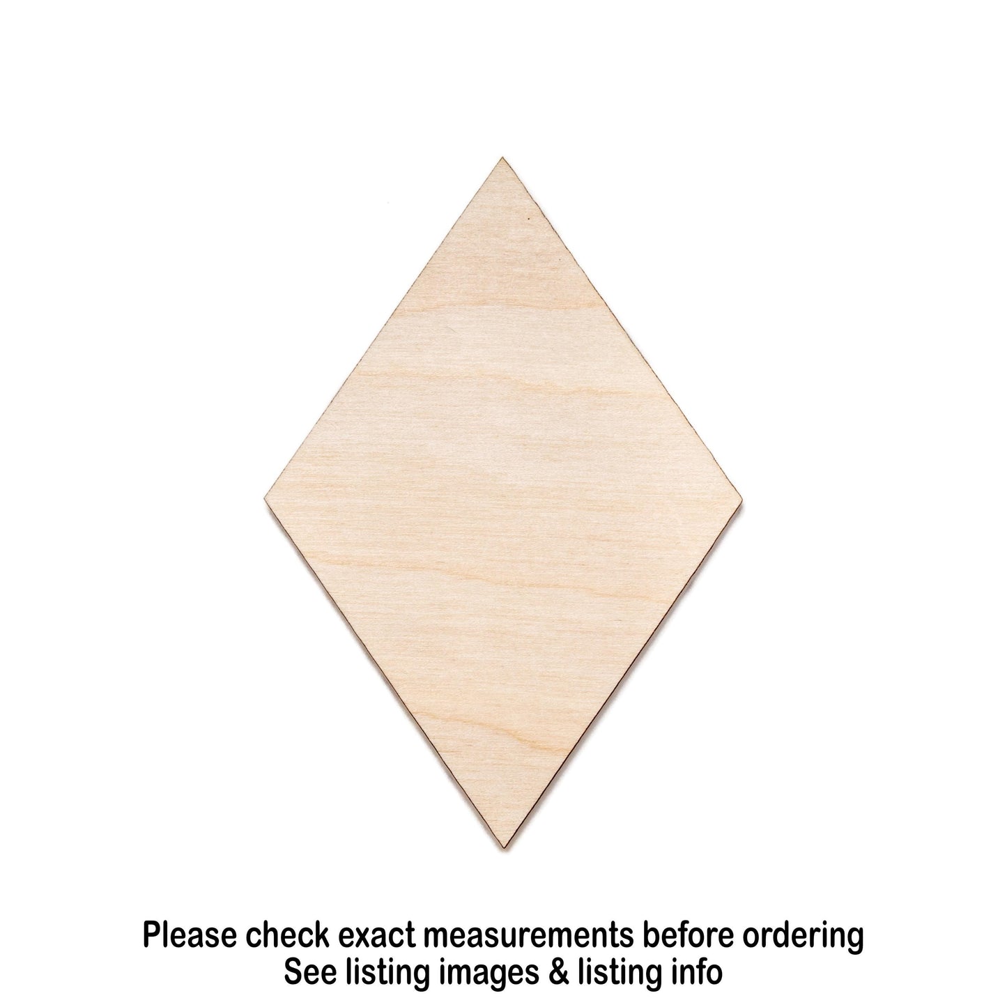 Diamond Blank Wood Cutout - Laser Cut Unfinished Craft Shape - Multiple Sizes