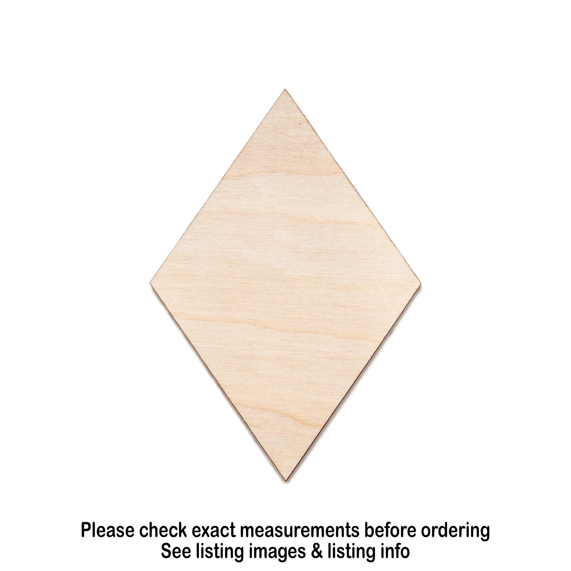 Diamond Blank Wood Cutout - Laser Cut Unfinished Craft Shape - Multiple Sizes