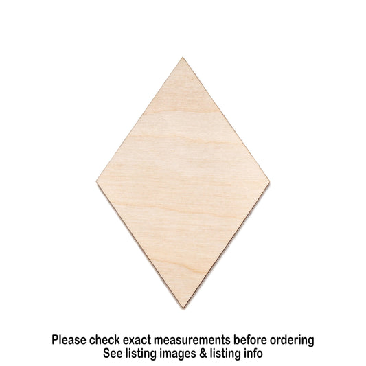 Diamond Blank Wood Cutout - Laser Cut Unfinished Craft Shape - Multiple Sizes