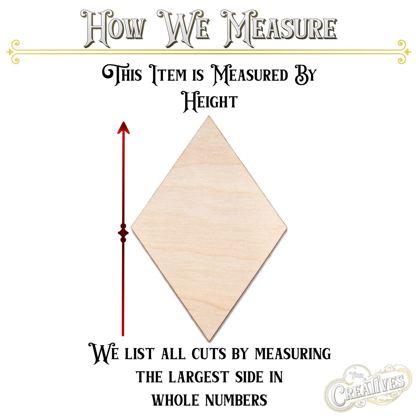 Diamond Blank Wood Cutout - Laser Cut Unfinished Craft Shape - Multiple Sizes