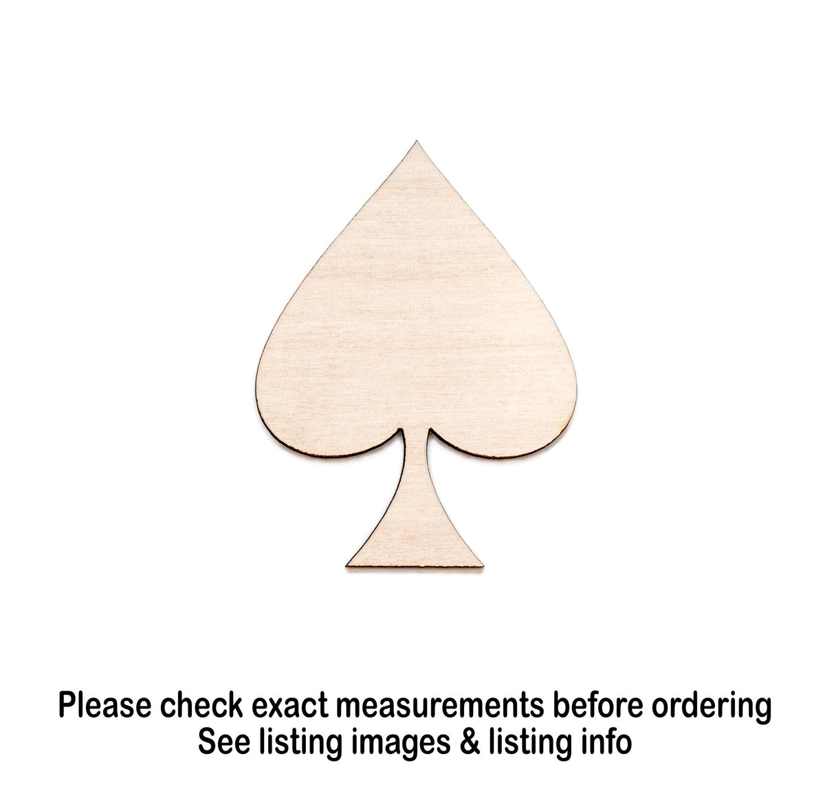 Spade Wood Cutout - Laser Cut Unfinished Craft Shape - Multiple Sizes