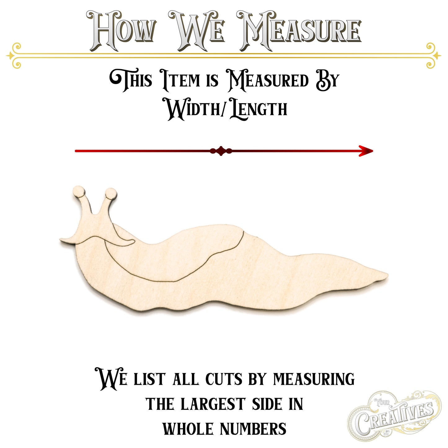 Banana Slug Side View Wood Cutout - Laser Cut Unfinished Craft Shape - Multiple Sizes