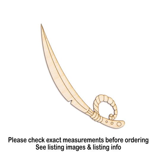 Pirate Sword Wood Cutout - Laser Cut Unfinished Craft Shape - Multiple Sizes