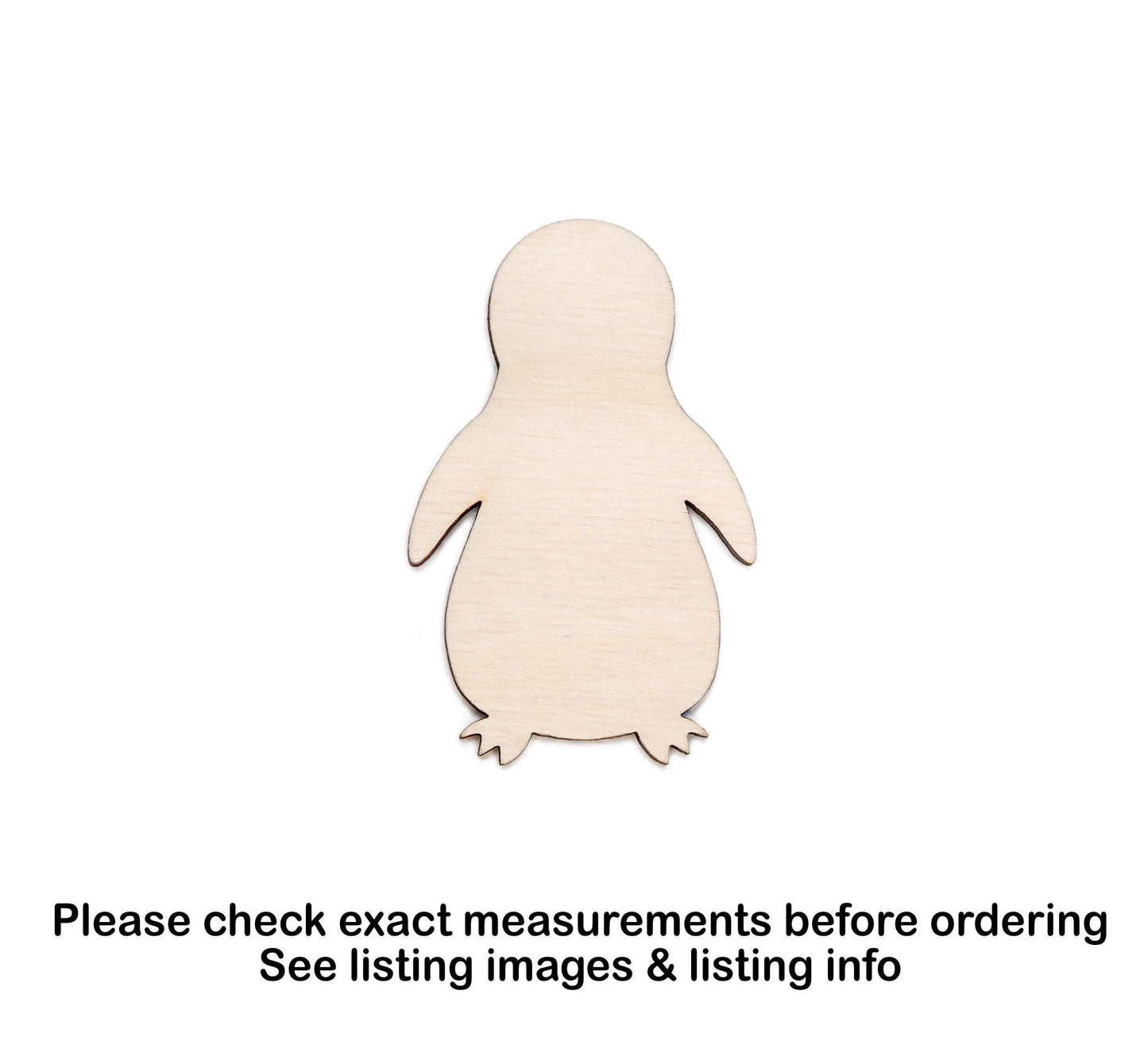 Penguin Standing Blank Wood Cutout - Laser Cut Unfinished Craft Shape - Multiple Sizes