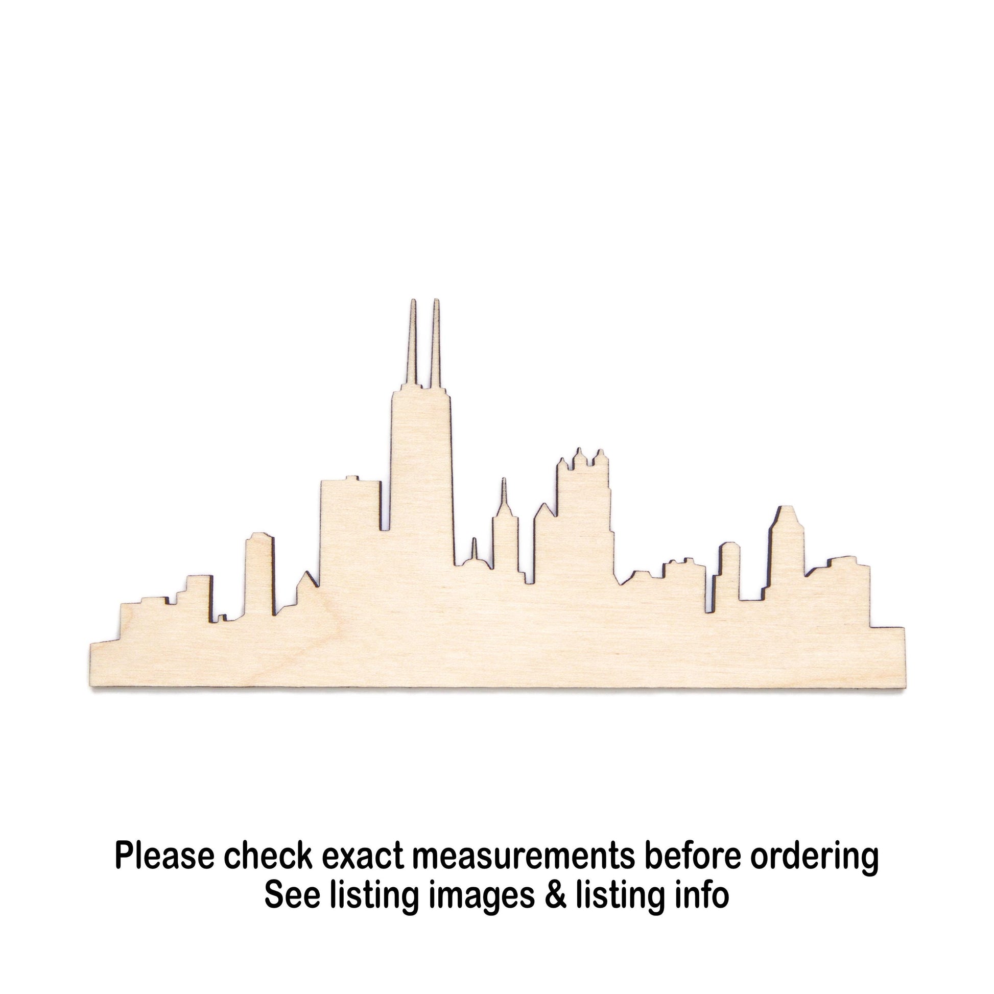 Chicago Skyline Blank Wood Cutout - Laser Cut Unfinished Craft Shape - Multiple Sizes