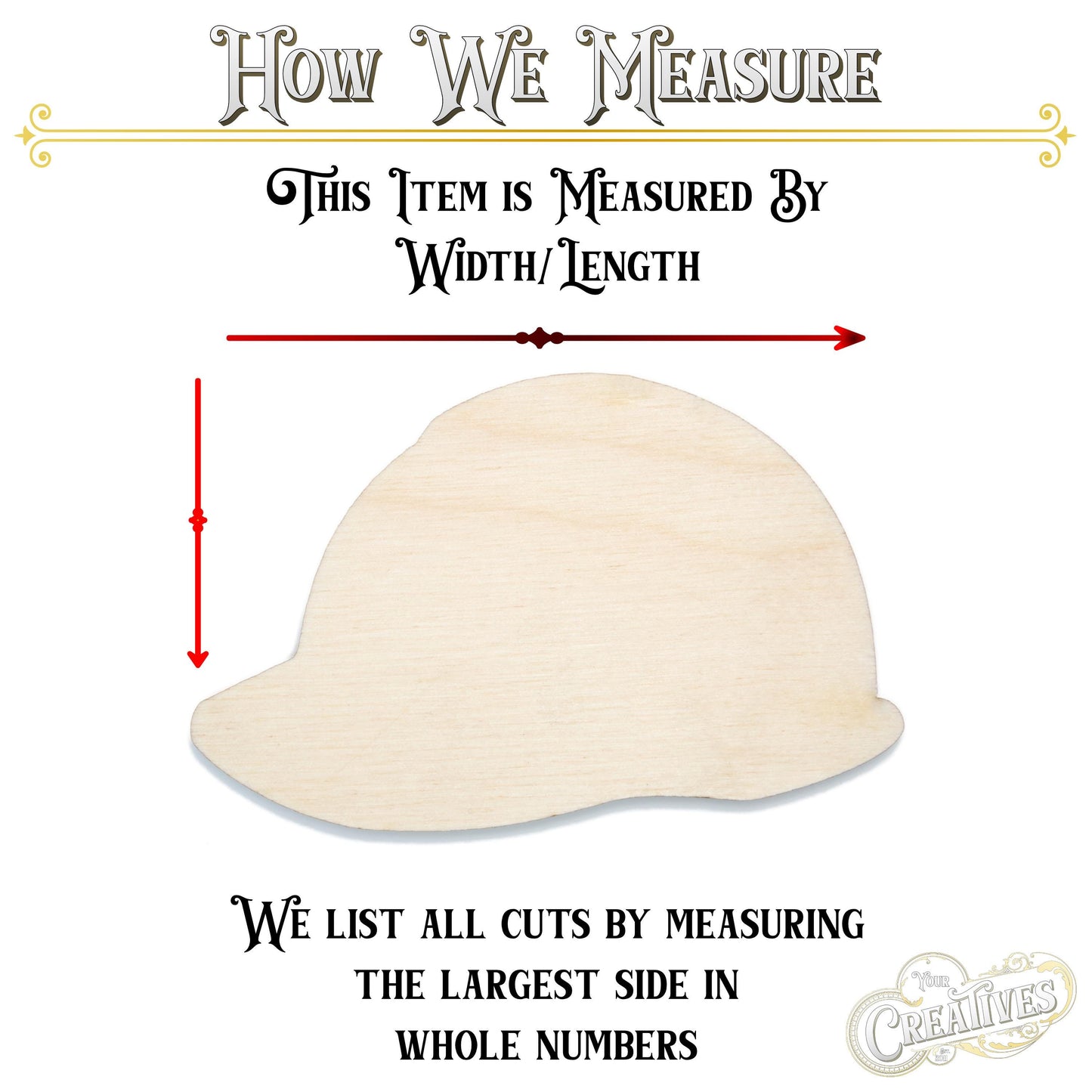 Hard Hat Side View Blank Wood Cutout - Laser Cut Unfinished Craft Shape - Multiple Sizes
