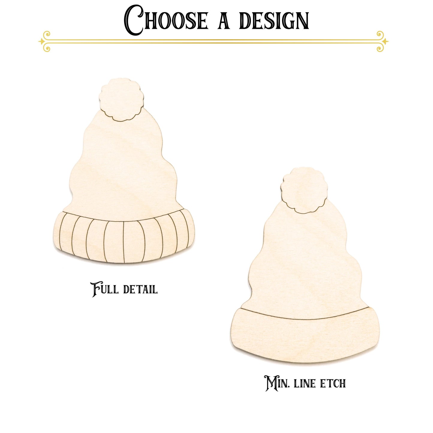 Tall Beanie Wood Cutout - Laser Cut Unfinished Craft Shape - Multiple Sizes
