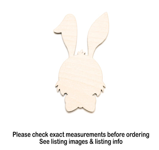 Bunny Head With Bow Blank Wood Cutout - Laser Cut Unfinished Craft Shape - Multiple Sizes